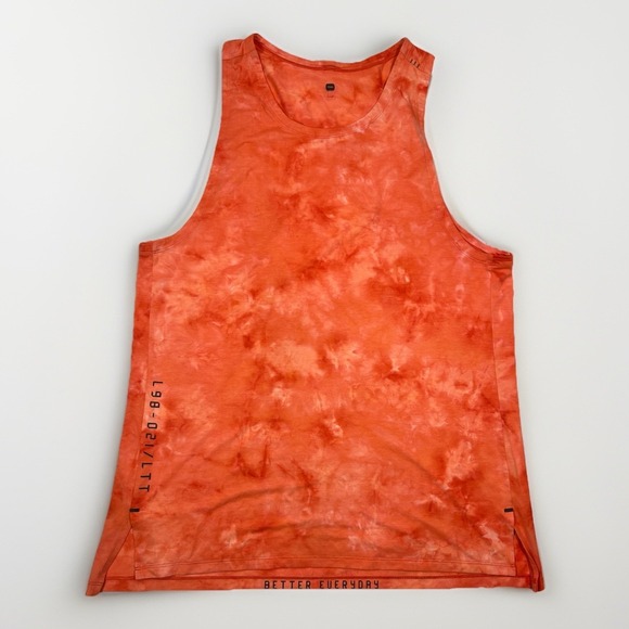 Lululemon Tank Top Mens Large Orange Tie Dye Better Everyday Workout Gym - Picture 1 of 3